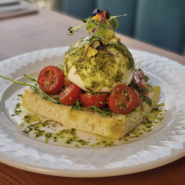 Bruschetta mix of tomatoes and burrata